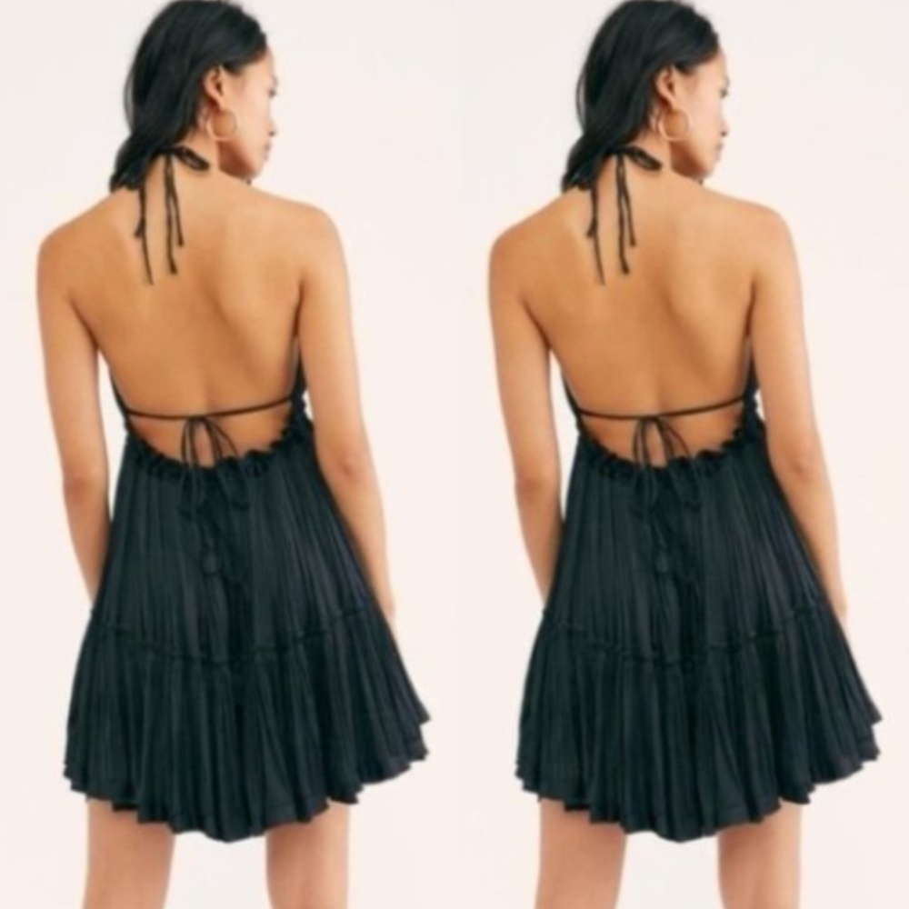 Free People 100 Degrees Of Shine Black Mini Dress - Picture 5 of 11